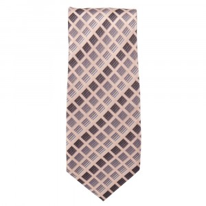 Marquis Classic Width Brown Checkered Patterned Tie