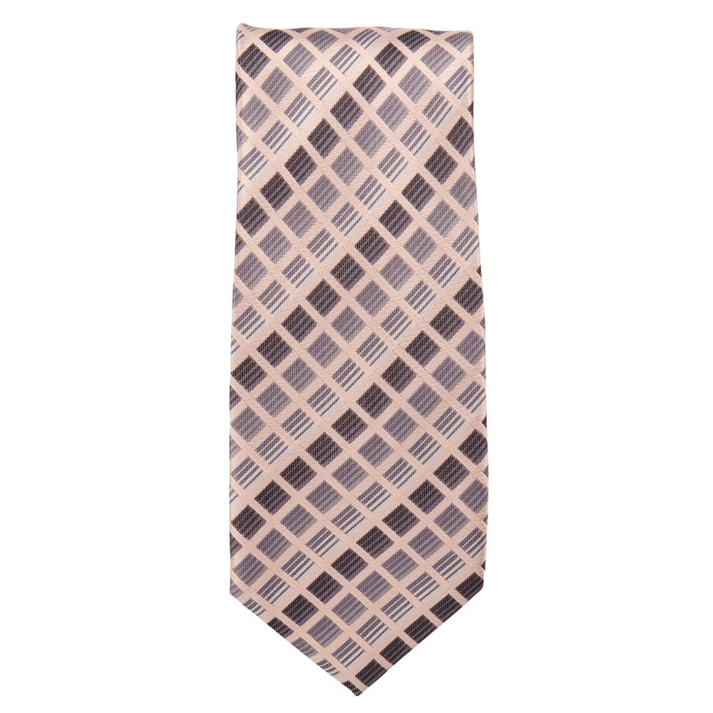 Marquis Classic Width Brown Checkered Patterned Tie