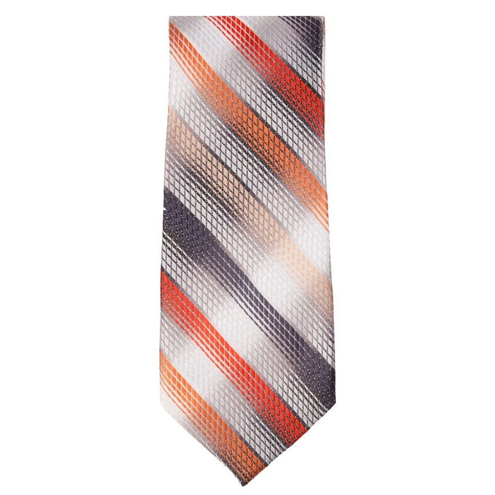 Marquis Classic Width Orange Black Gray Striped Patterned Tie