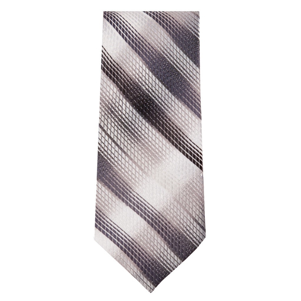 Marquis Classic Width Gray Black Cream Striped Patterned Tie