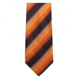 Marquis Classic Width Orange and Black Striped Patterned Tie