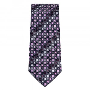 Marquis Slim Width Purple and Dark Red Square Patterned Tie
