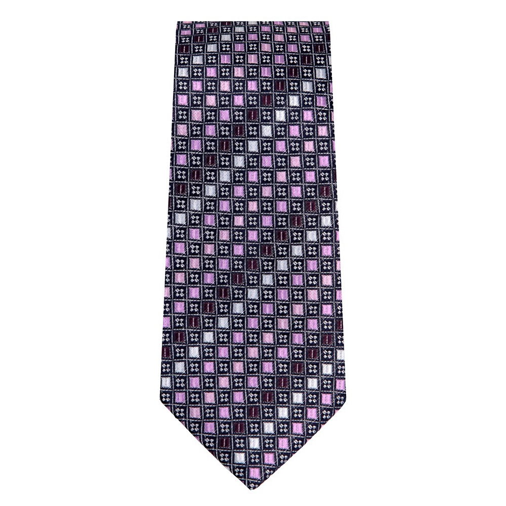 Marquis Slim Width Purple and Dark Red Square Patterned Tie