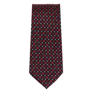 Marquis Slim Width Black Tie with Small Red Circles