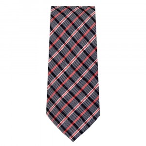 Marquis Slim Width Black and White Tie with Red and Black Diagonal Stripes