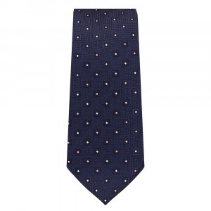 Marquis Slim Width Navy Blue Tie with Light Blue And Pink Dots and Squares