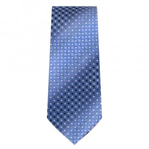 Marquis Slim Width Blue Tie with Square Pattern