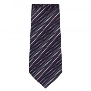 Marquis Slim Width Dark Gray Tie with Violet Diagonal Stripes