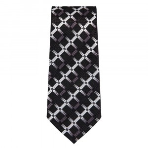 Marquis Slim Width Black and White Diagonal Patterned Tie