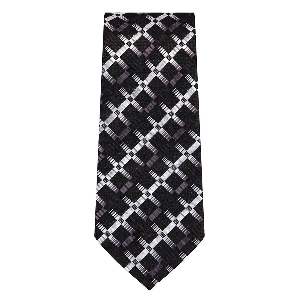 Marquis Slim Width Black and White Diagonal Patterned Tie