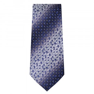 Marquis Slim Width Black and Blue Tie with Flower Pattern