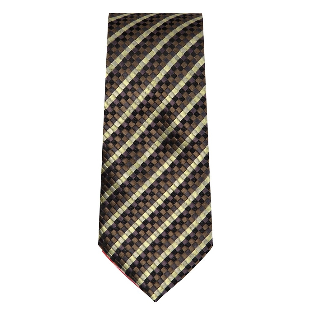 Marquis Slim Width Gold and Brown Diagonal Woven Tie