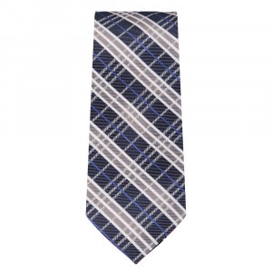 Marquis Slim Width Gray and Blue Diagonal Patterned Tie