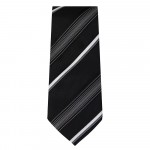 Marquis Slim Width Black Tie with White Diagonal Stripes