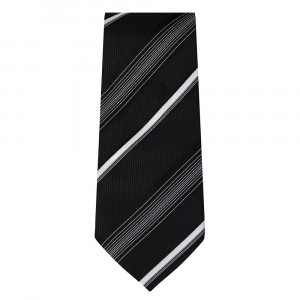 Marquis Slim Width Black Tie with White Diagonal Stripes