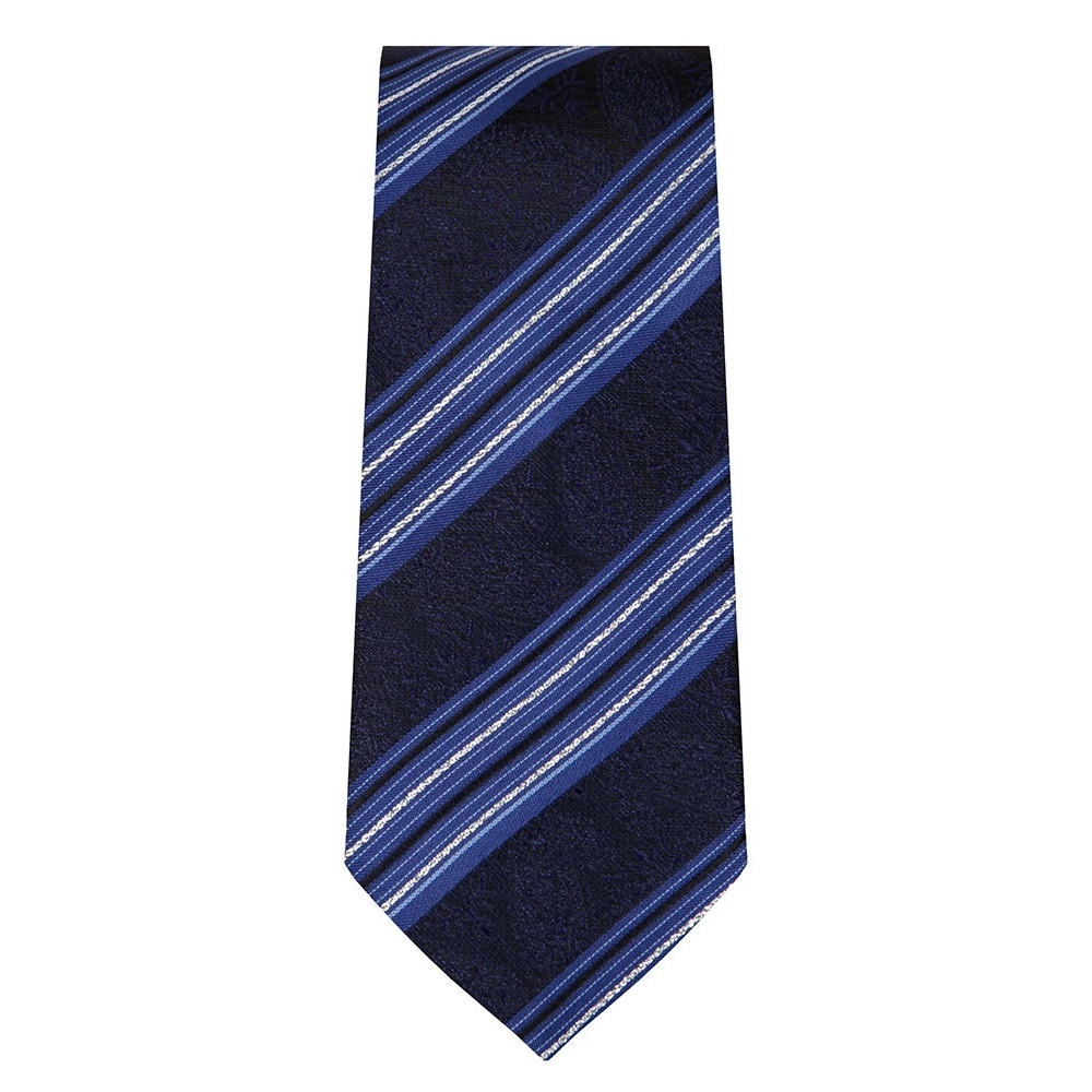 Marquis Slim Width Navy Tie with Diagonal Blue Stripes