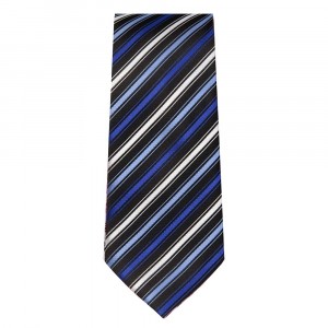 Slim Tie with Diagonal Blue Stripe Pattern