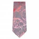 Marquis Slim Width Gray Tie with Pink Flower Pattern
