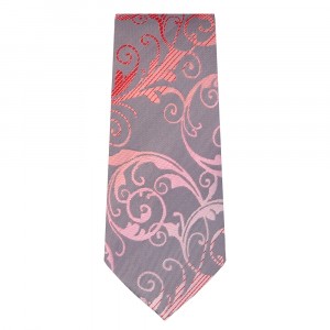 Marquis Slim Width Gray Tie with Pink Flower Pattern