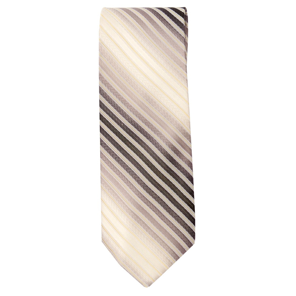 Marquis Slim Width Tan Cream Colored and Brown Striped Patterned Tie