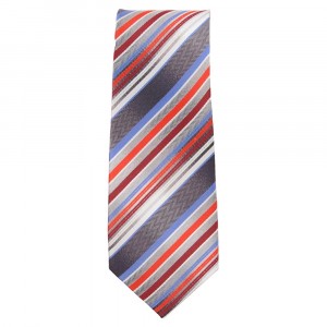 Marquis Slim Width Multi Colored Red Blue and Gray Stripped Patterned Tie