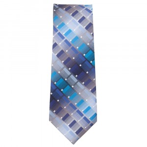 Marquis Slim Width Shades of Blue Square Patterned Tie
