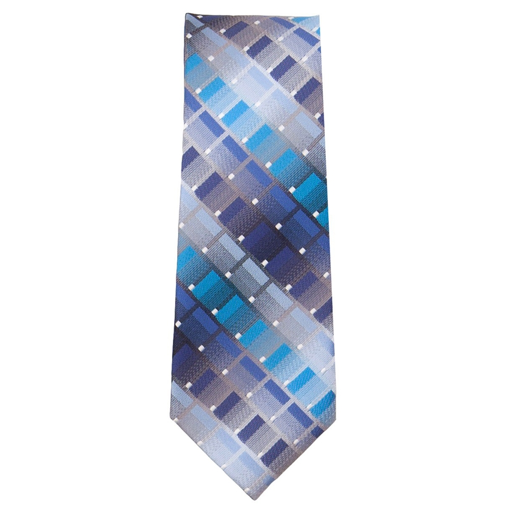 Marquis Slim Width Shades of Blue Square Patterned Tie