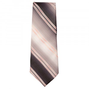 Marquis Slim Width Brown and Cream Striped Patterned Tie