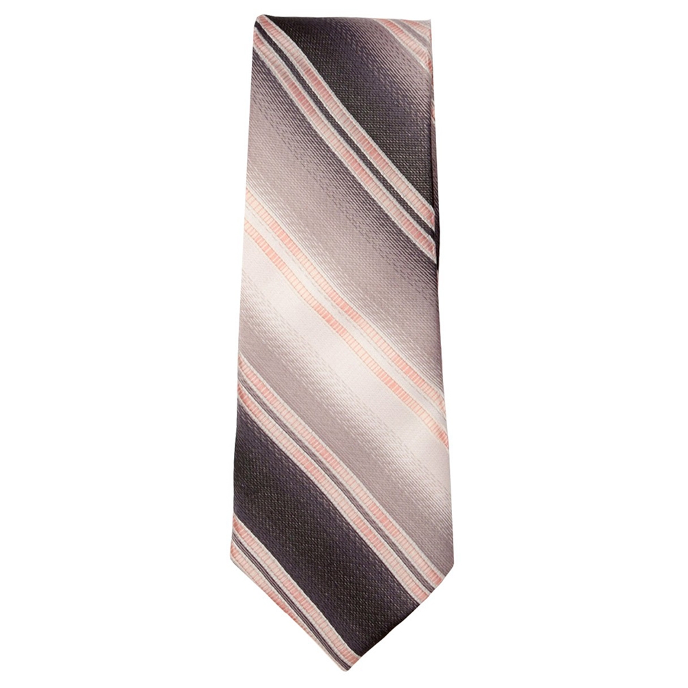 Marquis Slim Width Brown and Cream Striped Patterned Tie