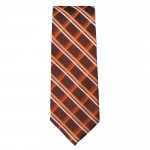 Marquis Slim Width Orange Brown Striped Patterned Tie