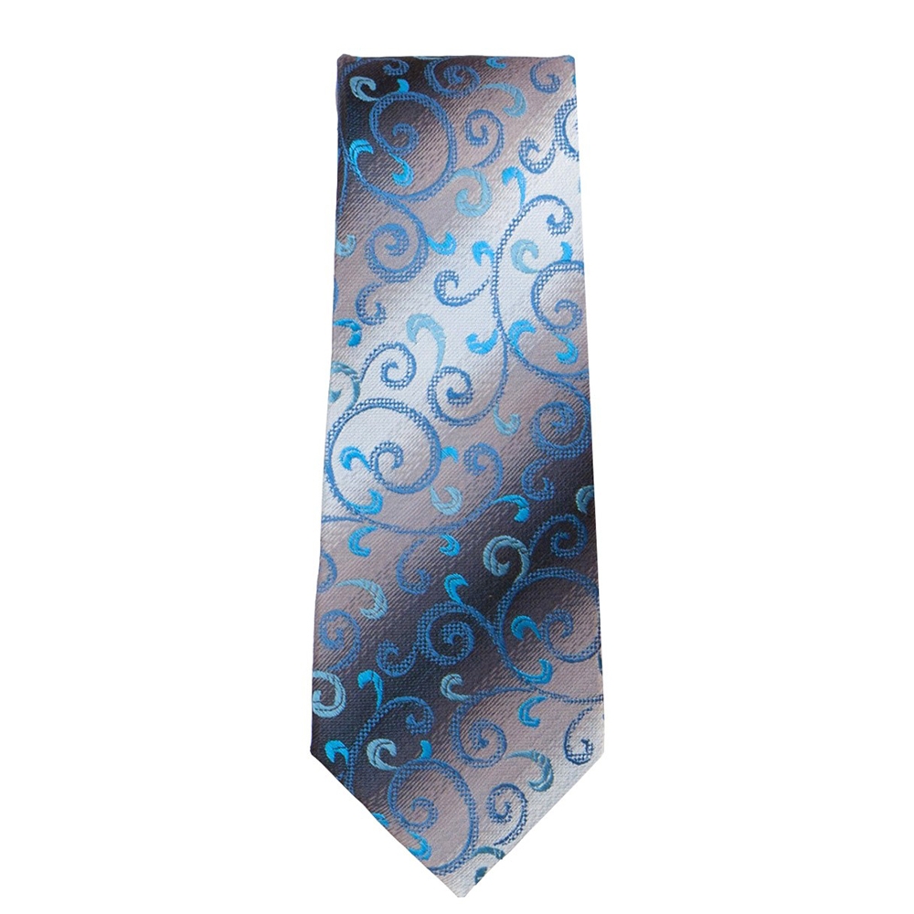 Marquis Slim Width Blue on Gray Flower Patterned Tie