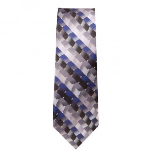 Marquis Slim Width Blue Black and Gray Diagonal Square Patterned Tie