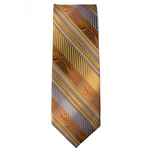 Marquis Slim Width Gold and Yellow Diagonal Striped Tie