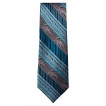 Marquis Slim Width Blue and Turquoise Diagonal Striped Tie