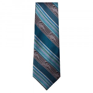 Marquis Slim Width Blue and Turquoise Diagonal Striped Tie