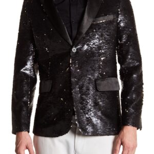 TR Premium Matte Black and Gold Sequenced Blazer-0