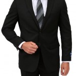 Basic Navy Two Button Modern Fit Wool Suit