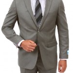 Light Grey Modern Fit Two Button Wool Suit