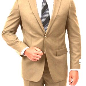 Tan Two Button Modern Fit Wool Suit