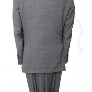 Gray Windowpane Pattern Slim Fit Two Button Suit Back