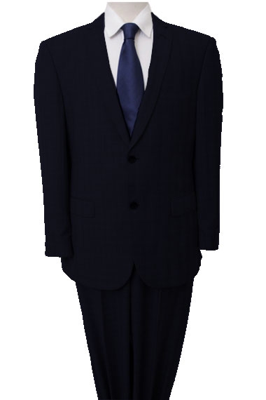 Navy Windowpane Pattern Slim Fit Two Button Suit Navy Windowpane Pattern Slim Fit Two Button Suit