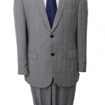 Gray Windowpane Pattern Slim Fit Two Button Suit