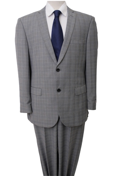 Gray Windowpane Pattern Slim Fit Two Button Suit Gray Windowpane Pattern Slim Fit Two Button Suit