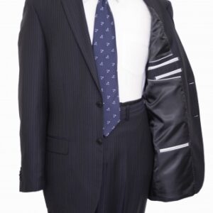 Navy Pinstripe Two Button Modern Fit Wool Suit Inside Lining