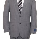 Tic Solid Light Grey Modern Fit Two Button Wool Suit Front View