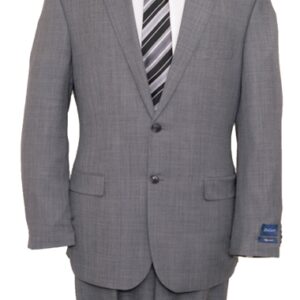 Tic Solid Light Grey Modern Fit Two Button Wool Suit Front View
