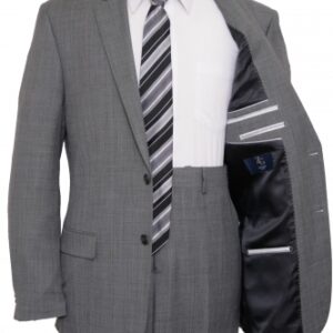 Tic Solid Light Grey Modern Fit Two Button Wool Suit Inside Lining