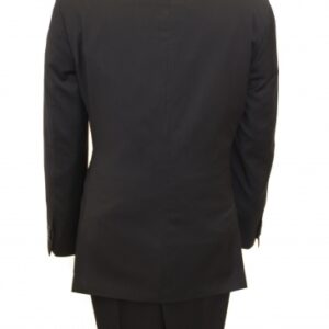 Classic Solid Black Modern Fit Two Button Wool Suit Back