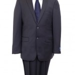 Solid Navy Two Button Modern Fit 100% Wool Suit