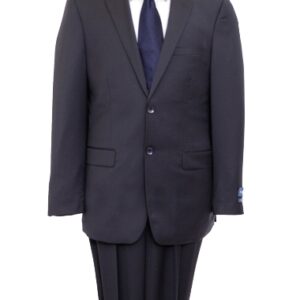 Solid Navy Two Button Modern Fit 100% Wool Suit